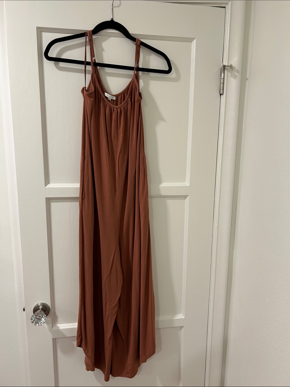 Rust Brown Spaghetti Strap Maxi Romper